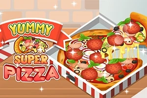 Yüksek malzemeli bir pizza görseli, üzerinde sucuk, zeytin, domates, yeşillik olan ve bir dilimi eriyen peynirle yan tarafa çekilmiş şekilde sunuluyor