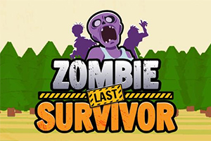 Mor bir zombi ve arka planda ağaçlar bulunan Zombie Last Survivor yazısı