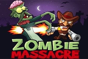 Kovboy şapkalı bir adam elinde çifte tabanca ile zombiye ateş ediyor, arka planda gece ve mezarlık silüetleri görülüyor