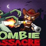Kovboy şapkalı bir adam elinde çifte tabanca ile zombiye ateş ediyor, arka planda gece ve mezarlık silüetleri görülüyor