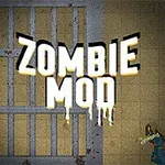 Zombie Mod yazısı, zombi figürü ve metal kapı