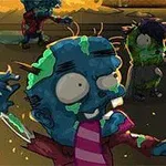 Renkli ve stilize bir şekilde çizilmiş, komik ifadeli birkaç zombi figürü